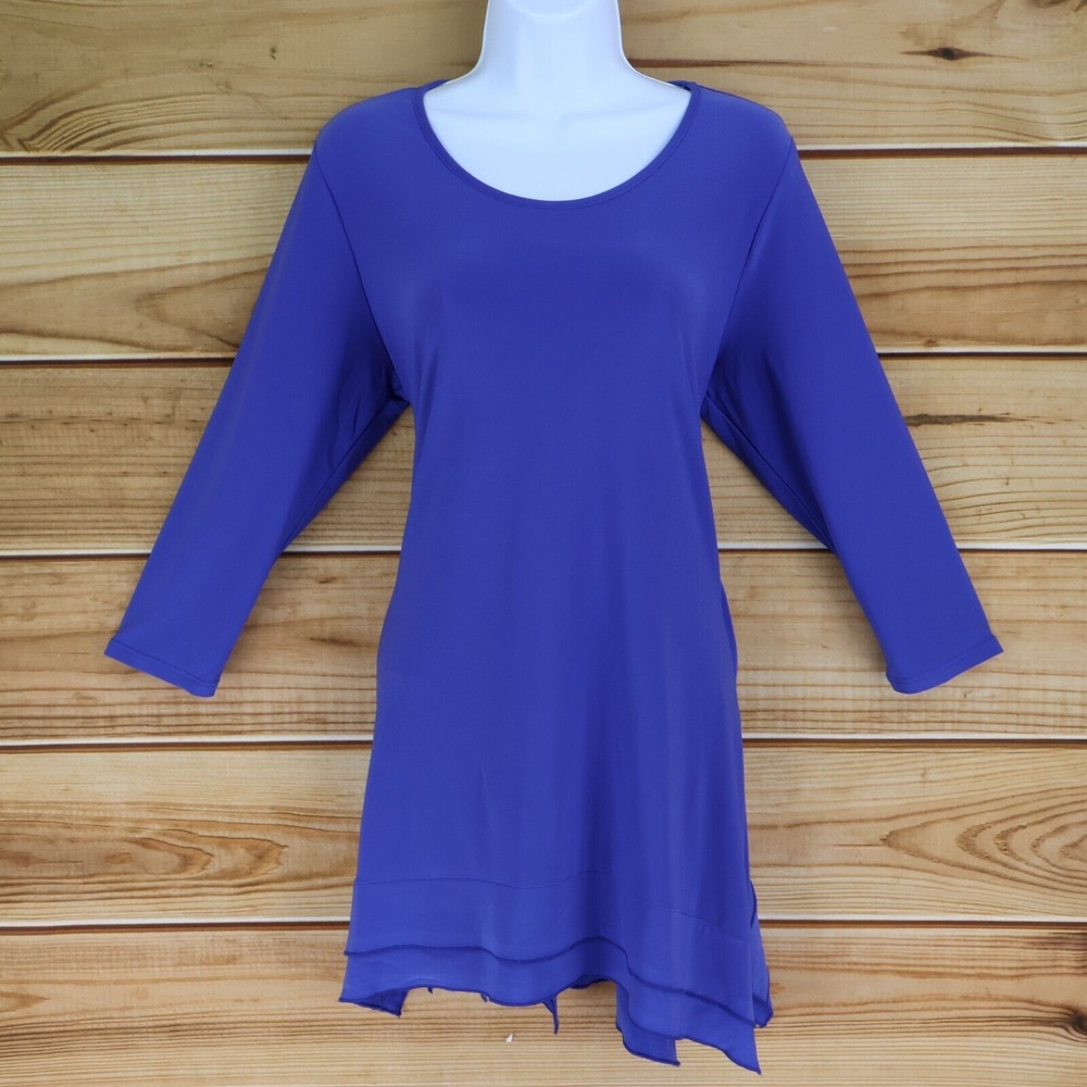 Sea & Anchor Dress Womens M Blue Polyester 3/4 Sleeves Stretch Pockets NWT $49‎